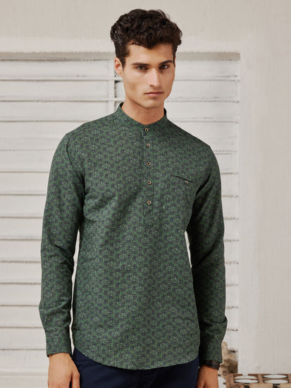 Green Printed Kurta