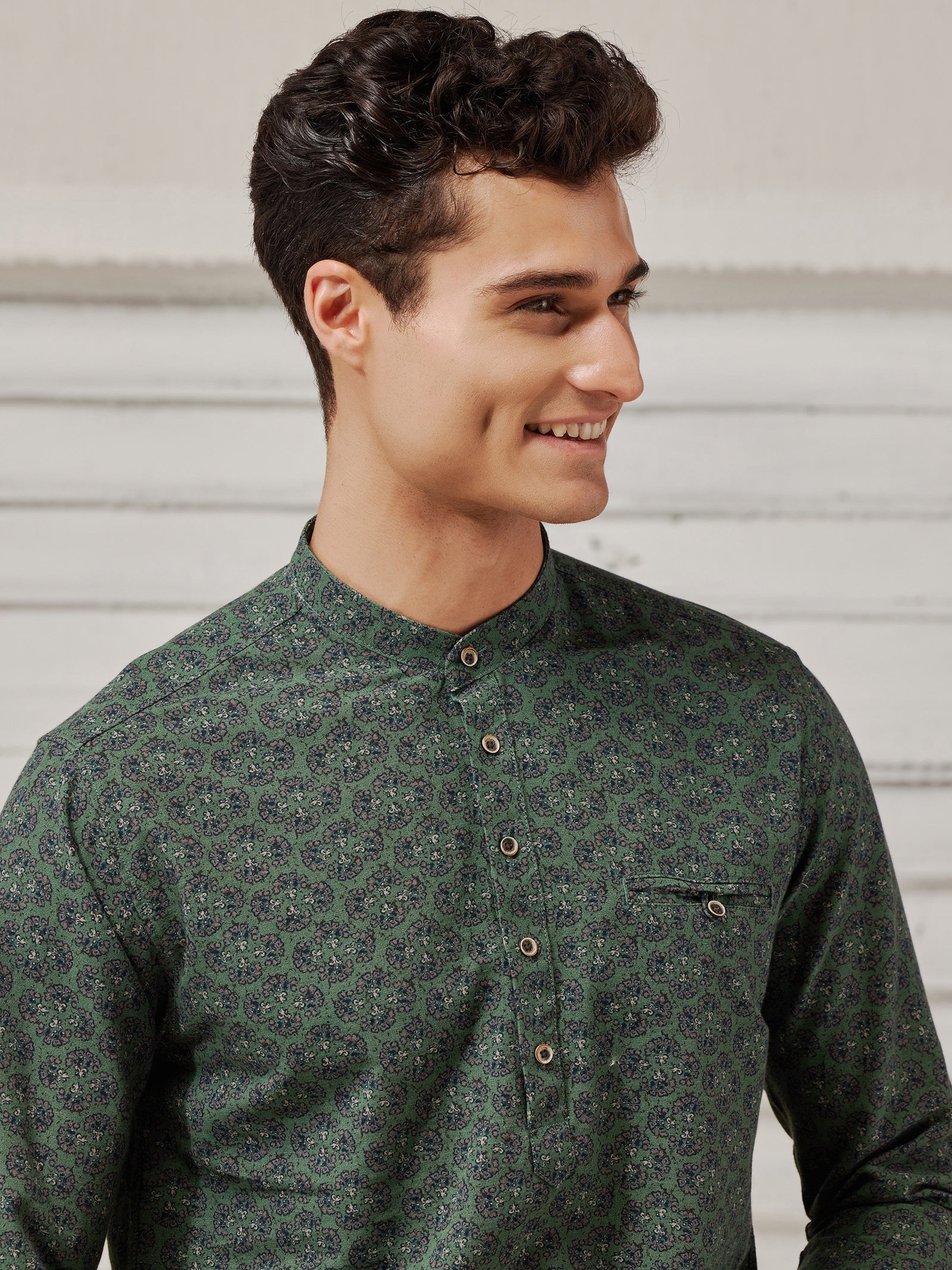 Green Printed Kurta