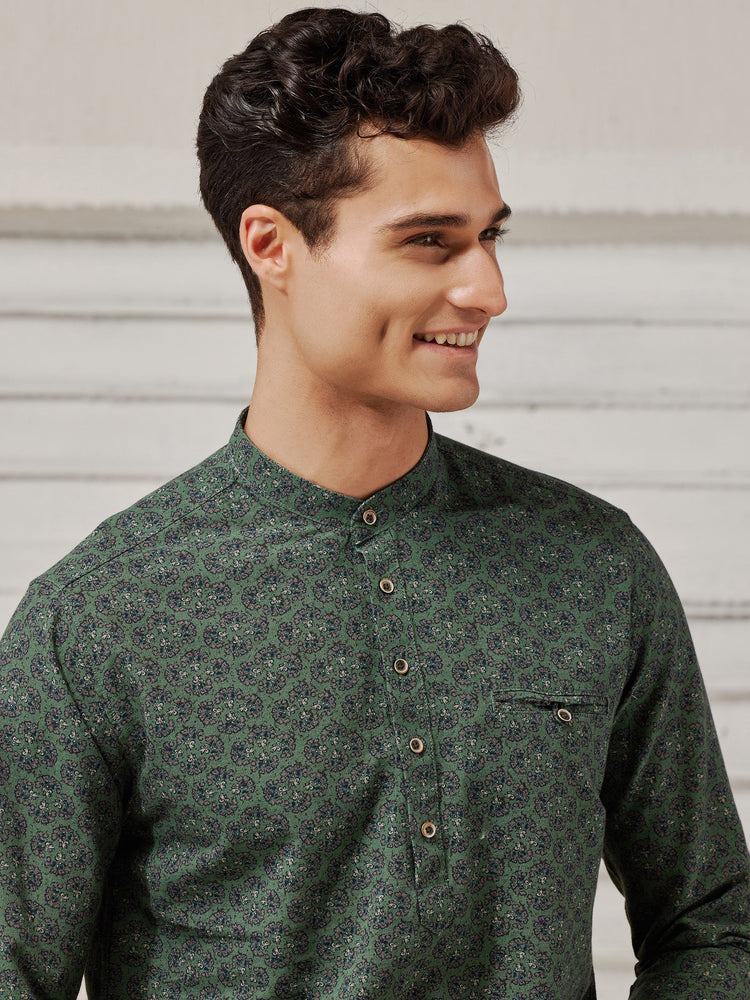 Green Printed Kurta