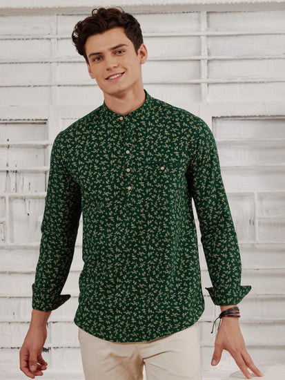 Green Printed Kurta