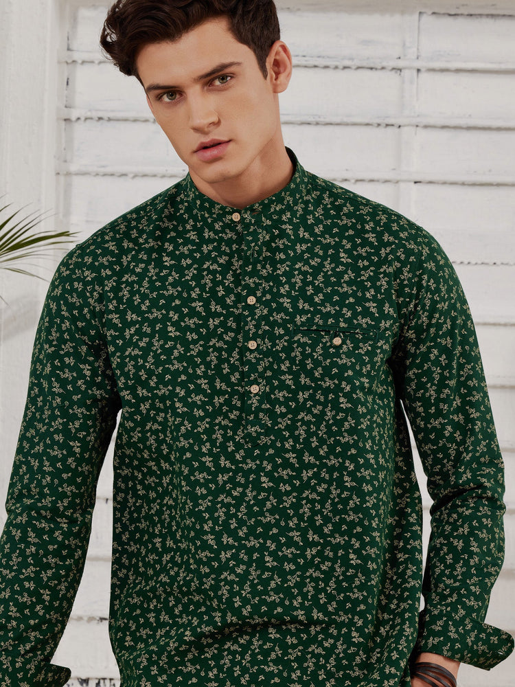 Green Printed Kurta