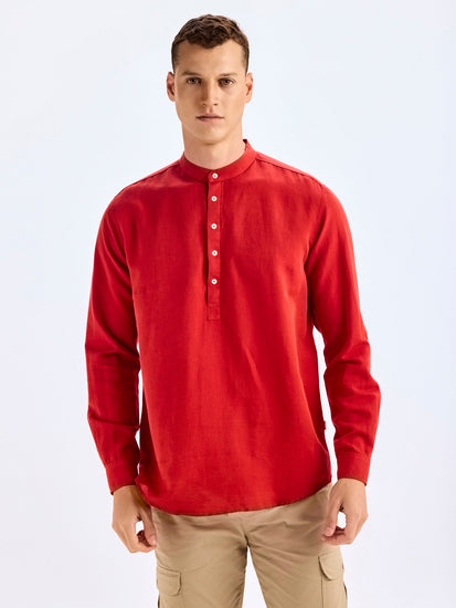 Red Linen Kurta