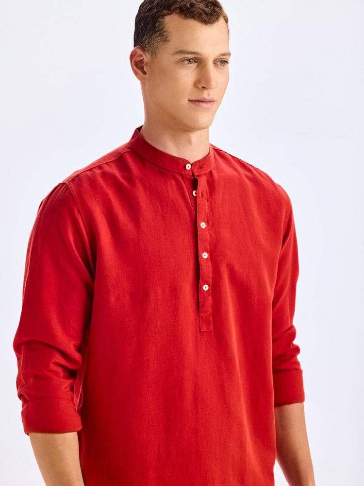 Red Linen Kurta