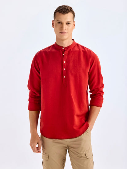 Red Linen Kurta