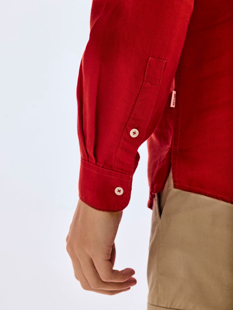 Red Linen Kurta