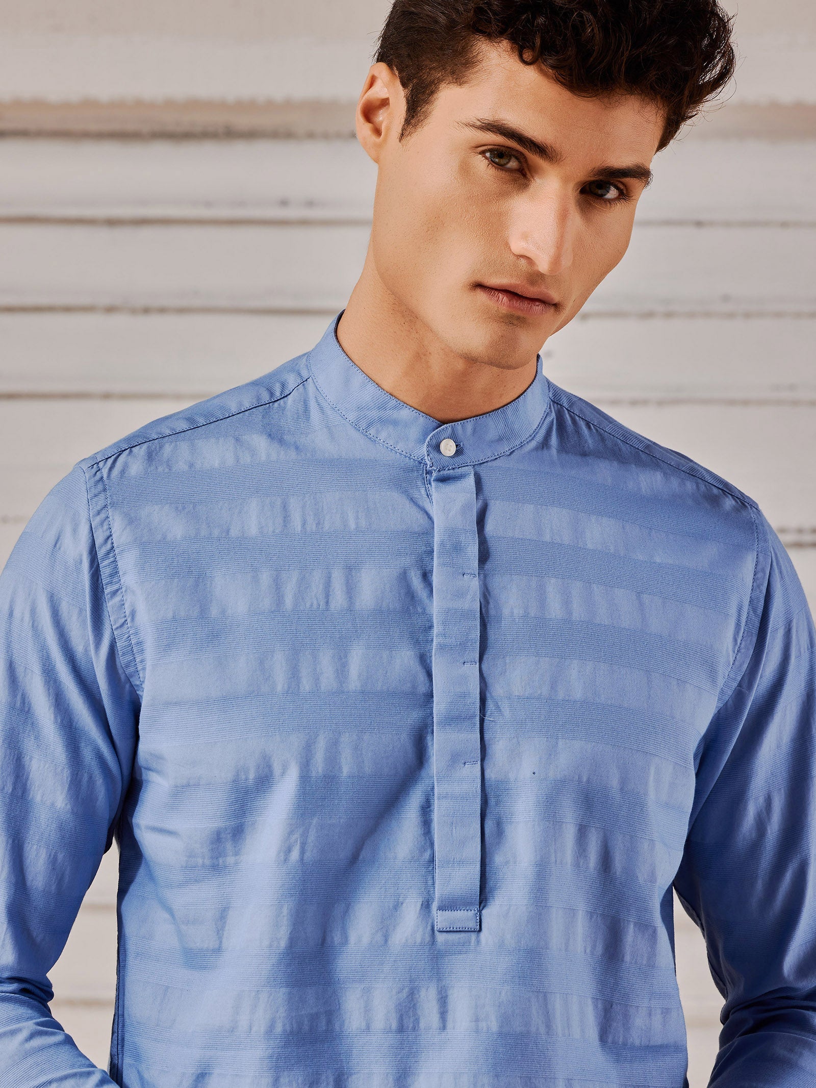 Blue Textured Kurta