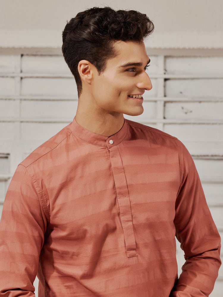 Orange Textured Kurta