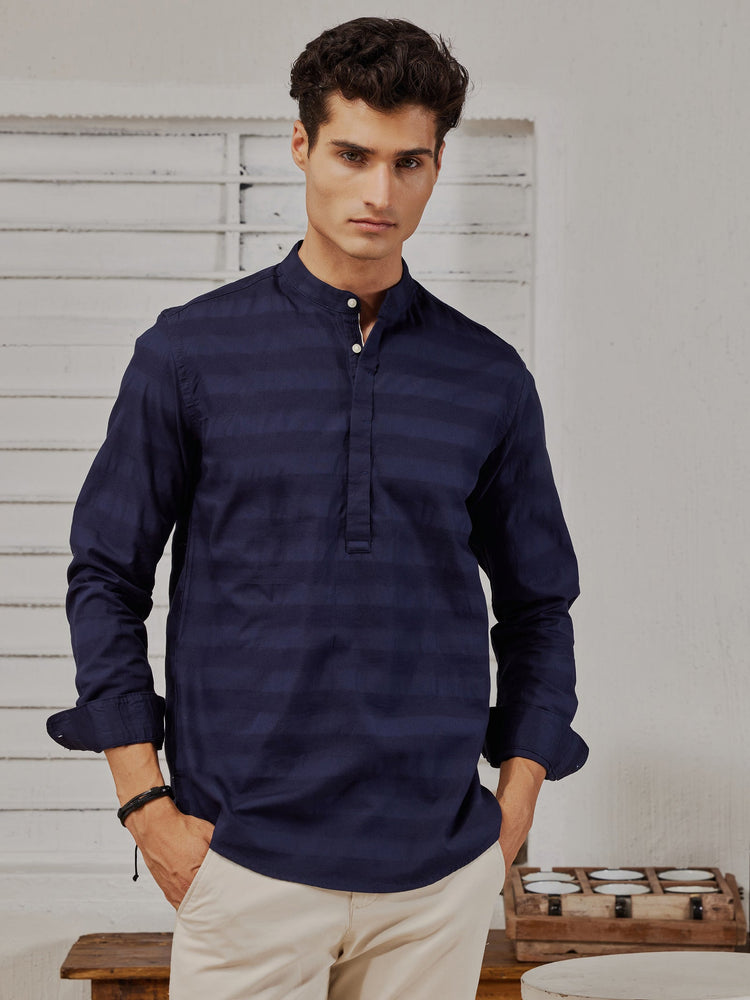 Navy Textured Kurta