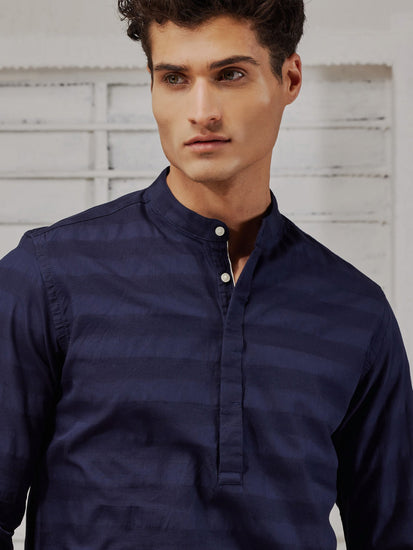 Navy Textured Kurta