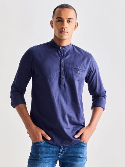 Navy Pure Cotton Kurta