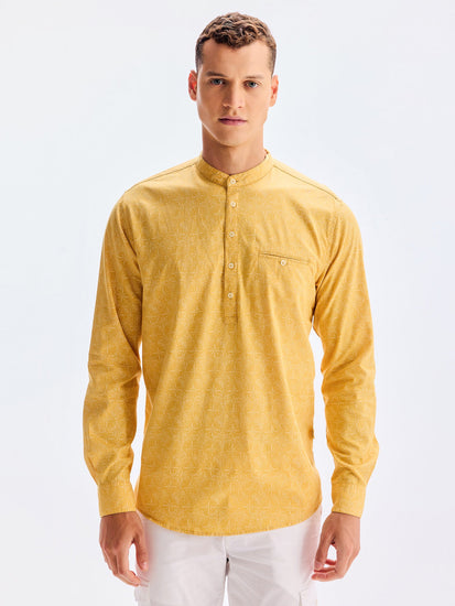 Yellow Printed Kurta