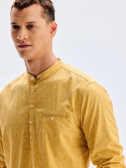 Yellow Printed Kurta