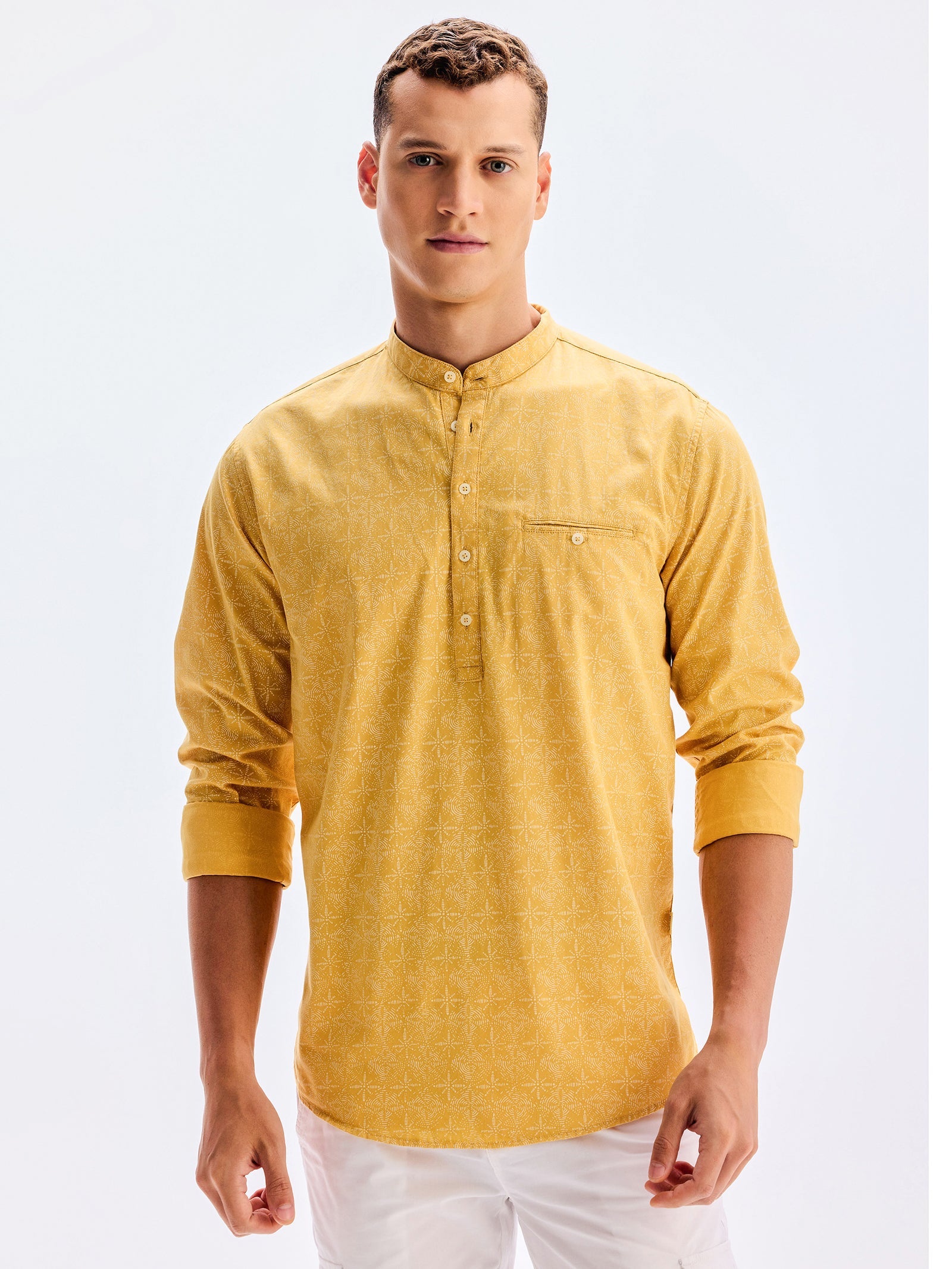 Yellow Printed Kurta