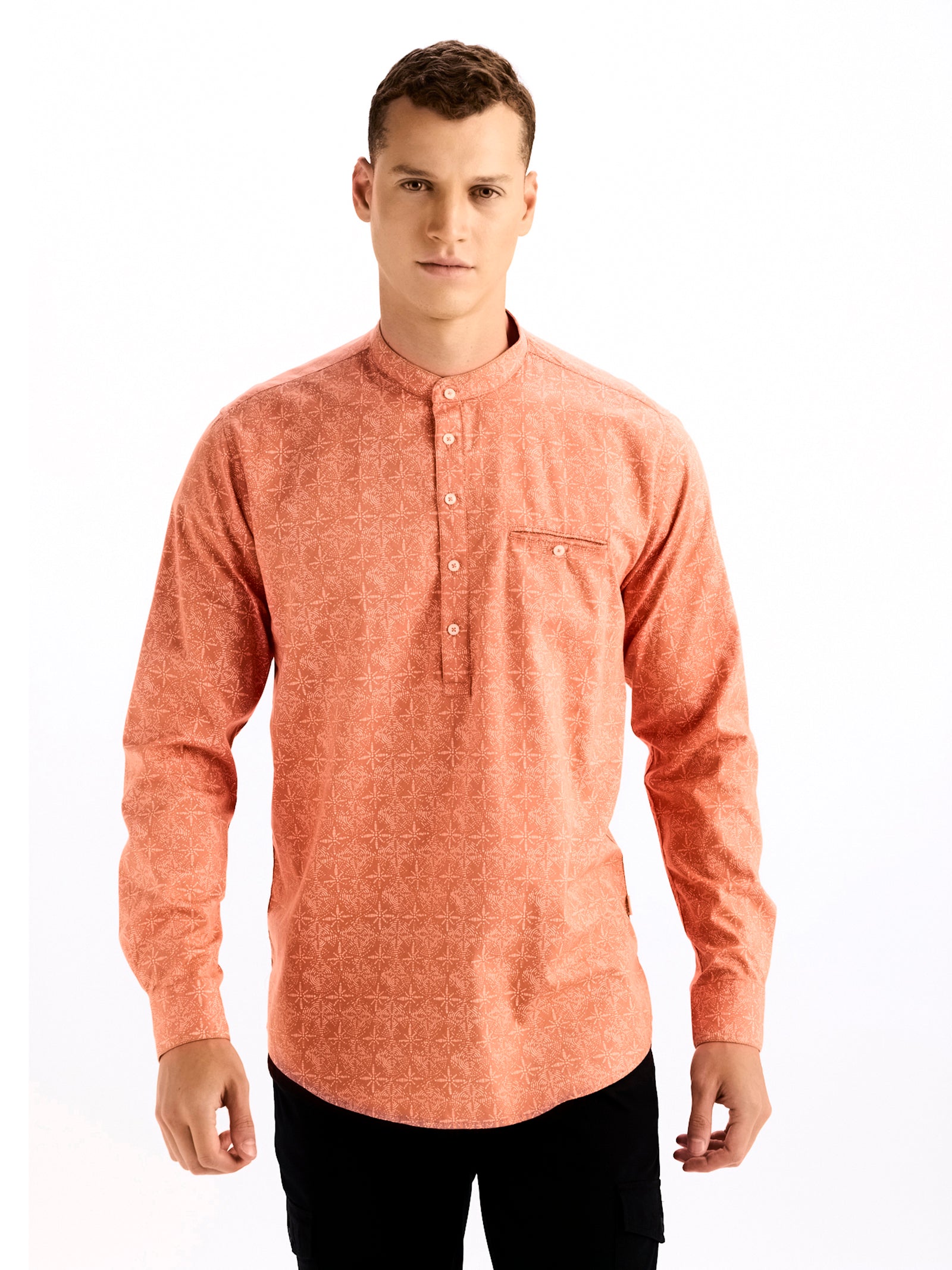 Orange Printed Kurta