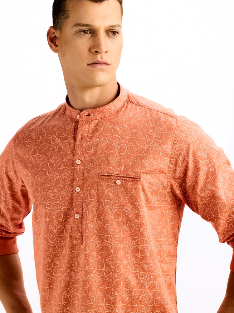 Orange Printed Kurta