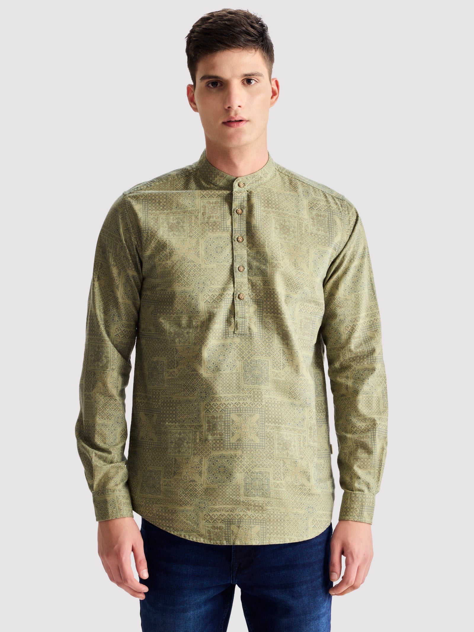 Green Printed Kurta