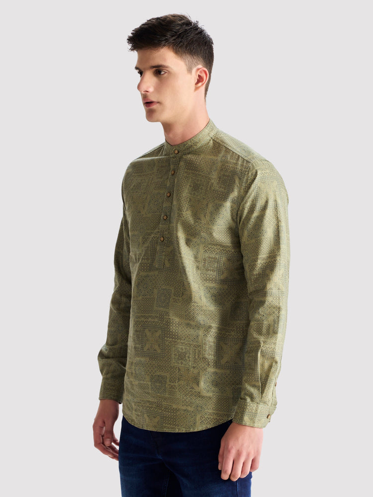 Green Printed Kurta