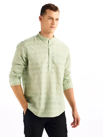 Green Printed Kurta