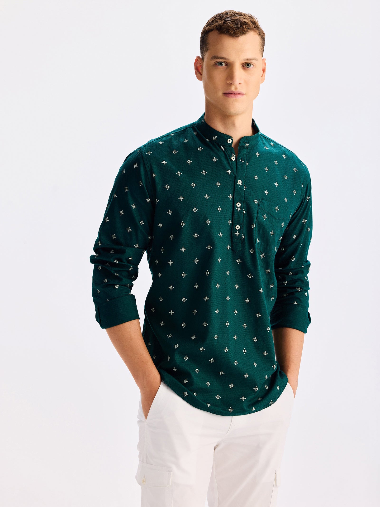 Green Printed Kurta