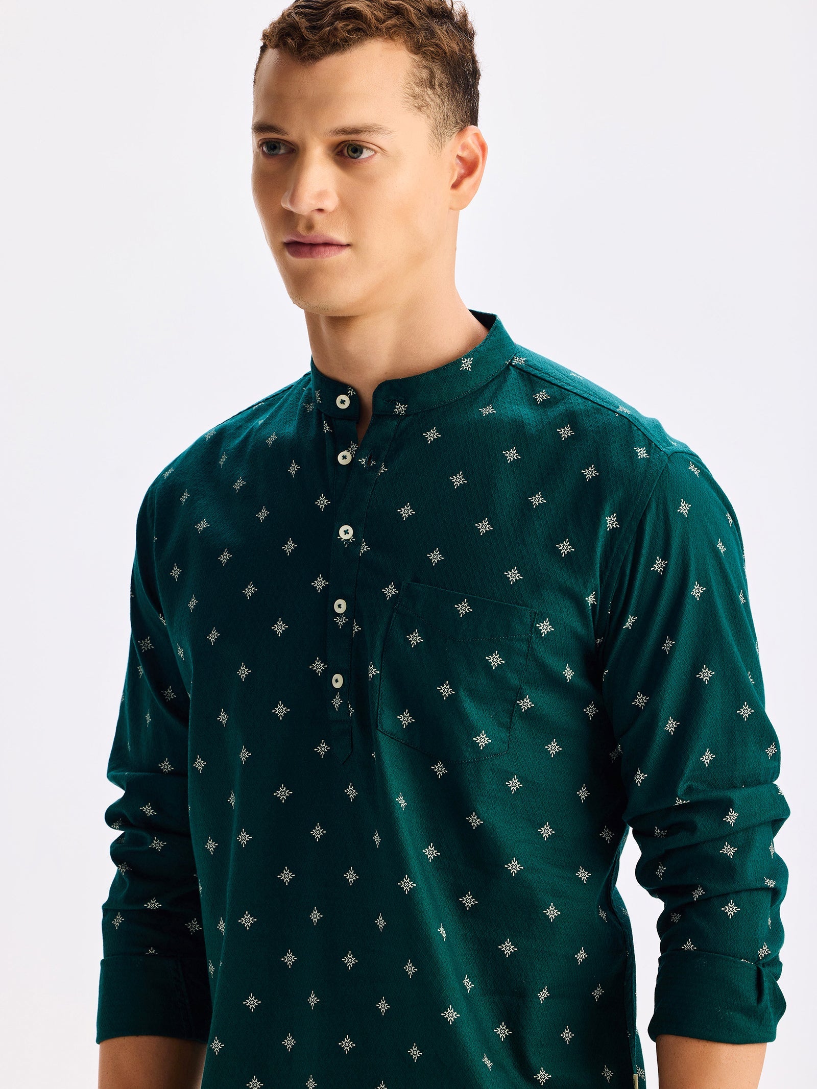 Green Printed Kurta