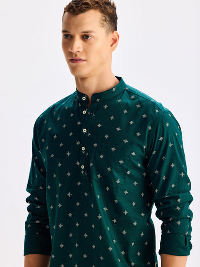 Green Printed Kurta