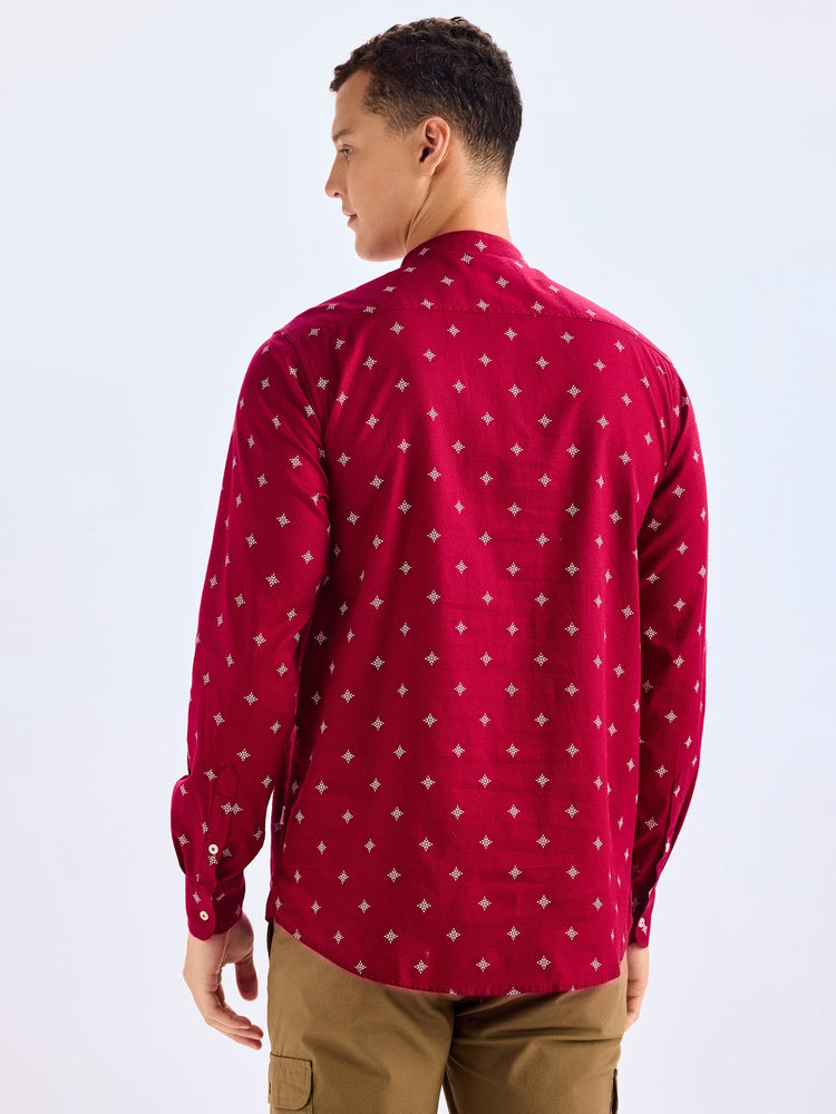 Maroon Printed Kurta