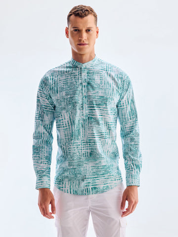 Green Stretch Printed Kurta
