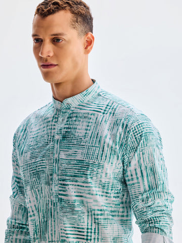 Green Stretch Printed Kurta