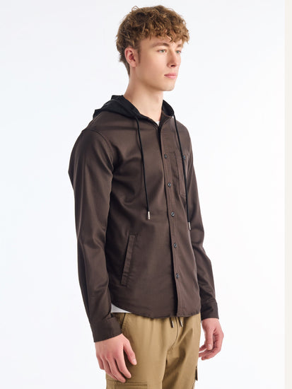 Brown Hooded Over Shirt