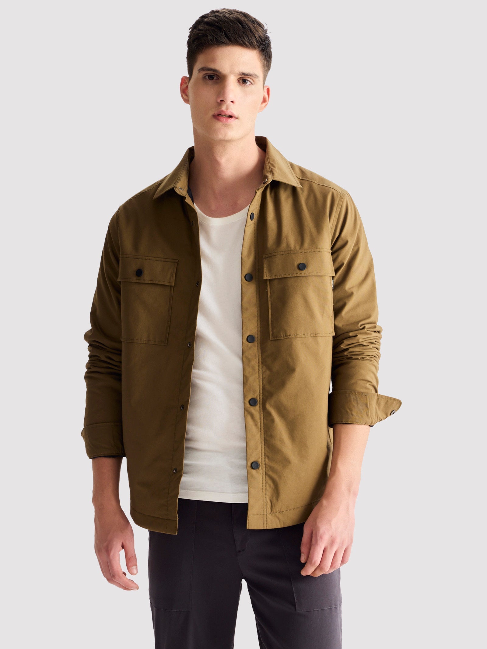 Khaki Solid Shacket