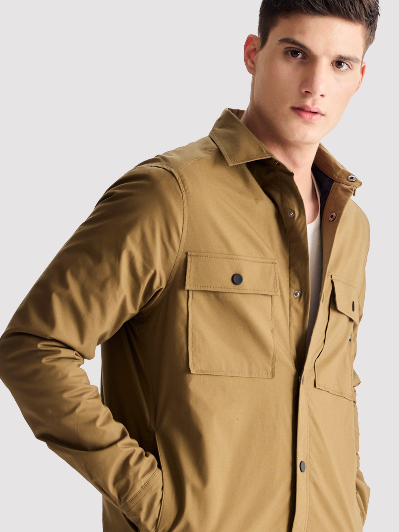 Khaki Solid Shacket