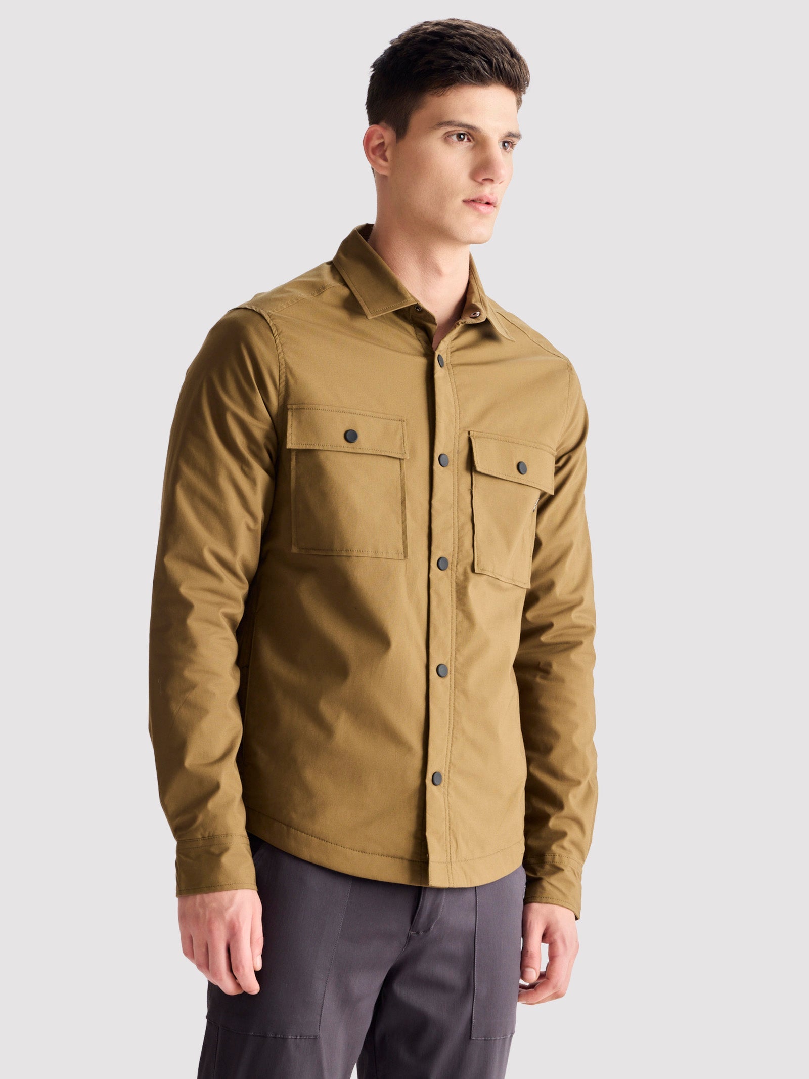 Khaki Solid Shacket