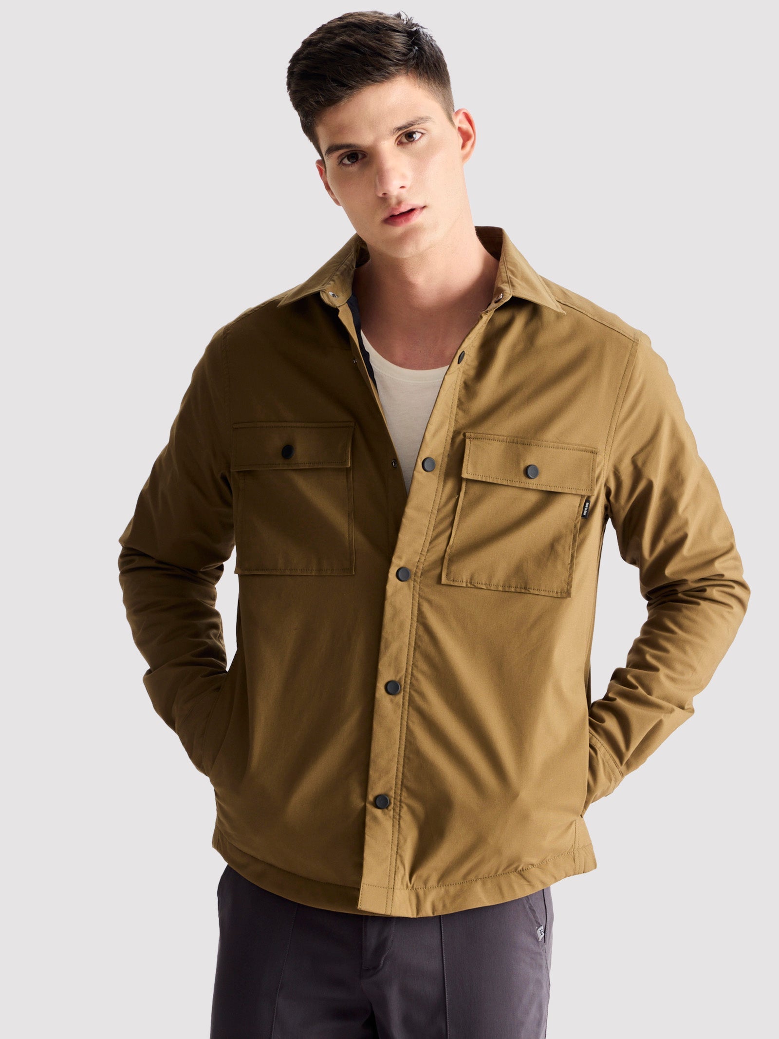 Khaki Solid Shacket