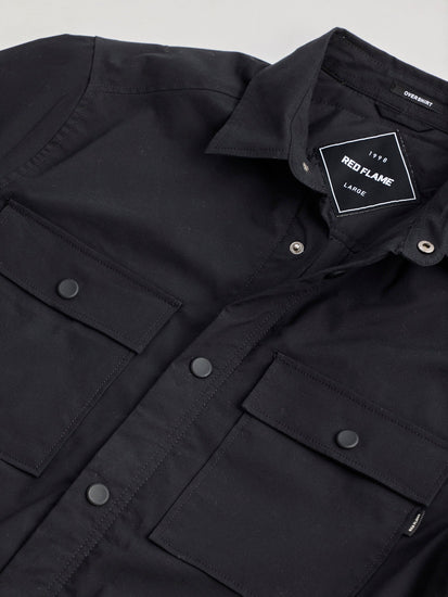 Black Solid Shacket