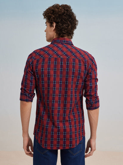 Red Checked Denim Shirt