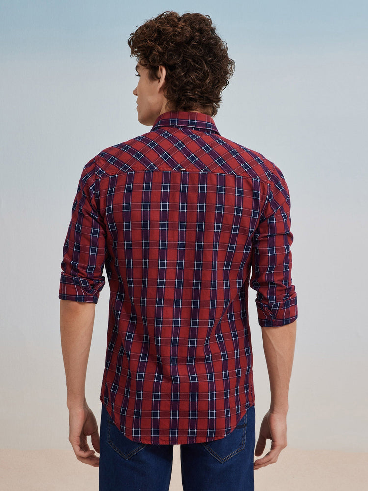 Red Checked Denim Shirt