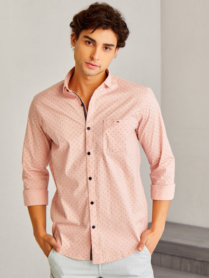 Pink Printed Stretch Shirt