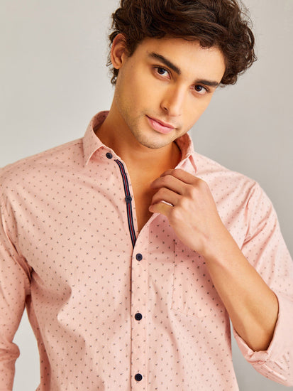 Pink Printed Stretch Shirt