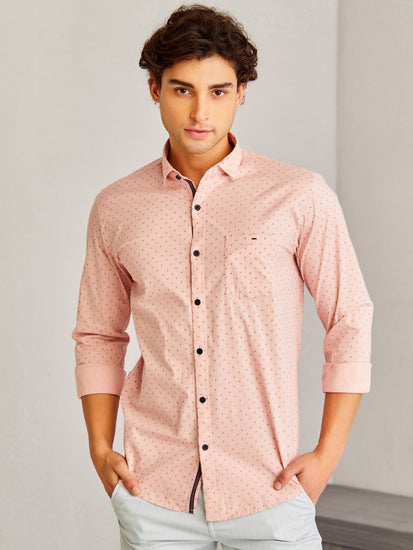 Pink Printed Stretch Shirt