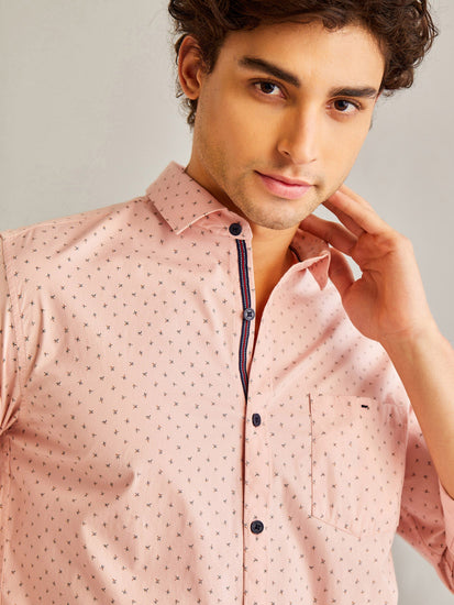 Pink Printed Stretch Shirt