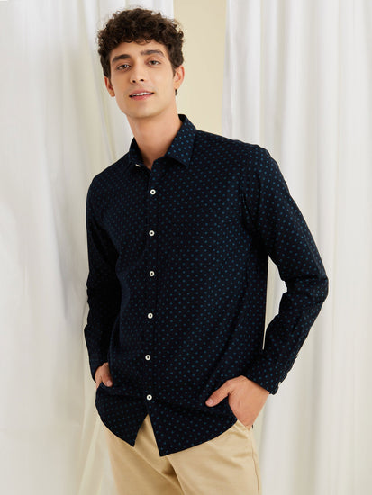 Navy Printed Shirt