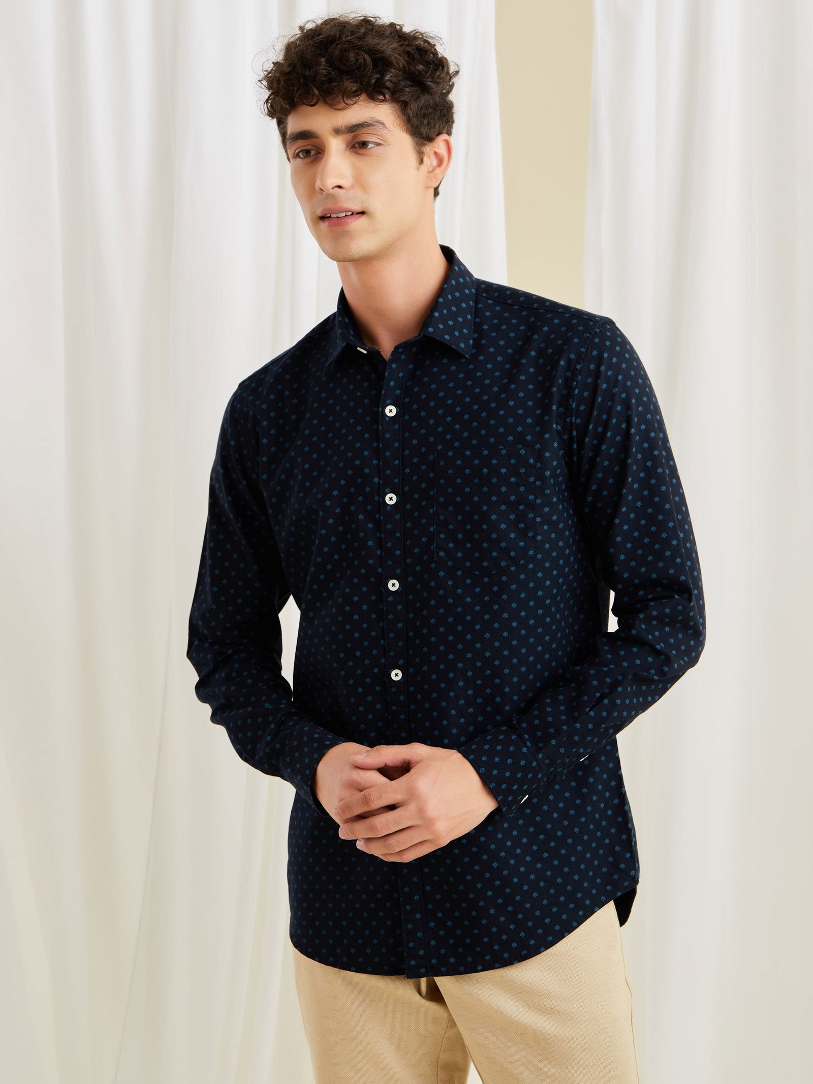 Navy Printed Shirt