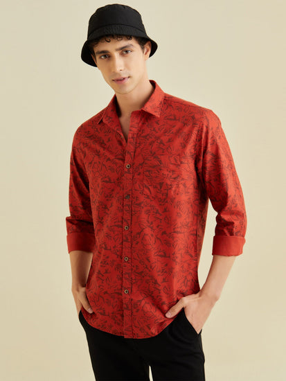 Red Printed Shirt