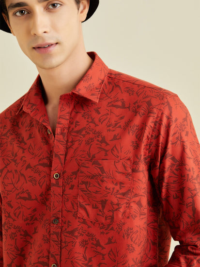 Red Printed Shirt