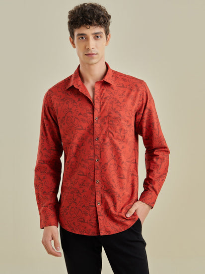 Red Printed Shirt