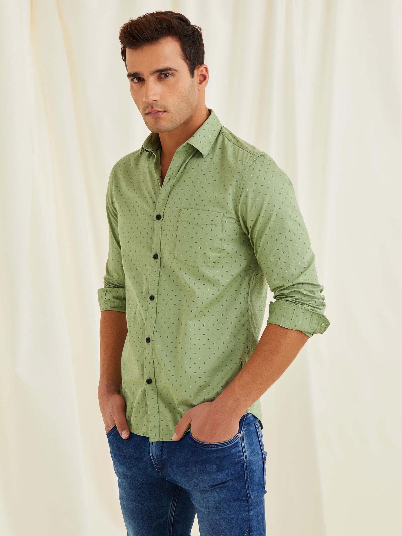 Green Printed Shirt