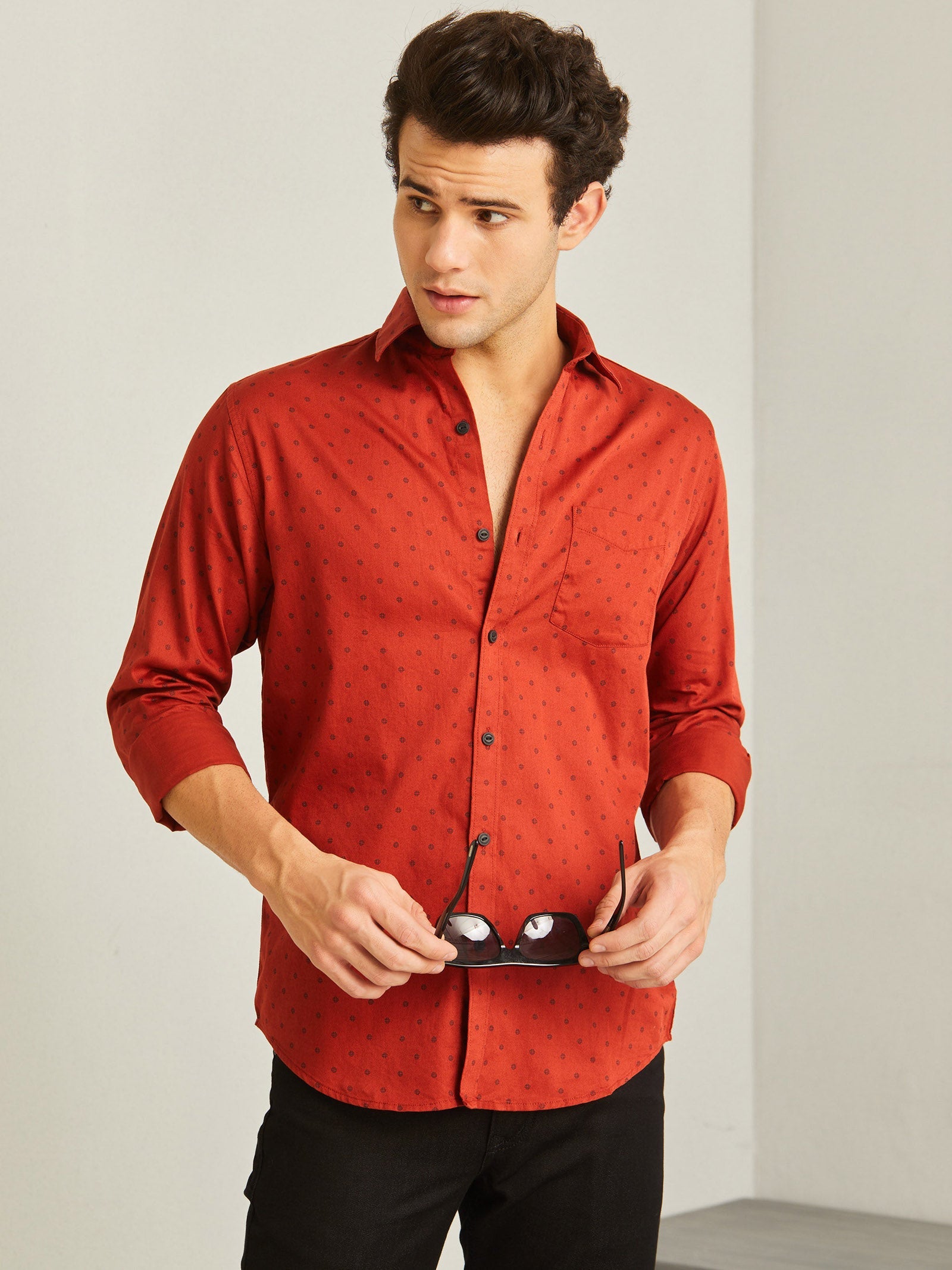 Red Printed Shirt