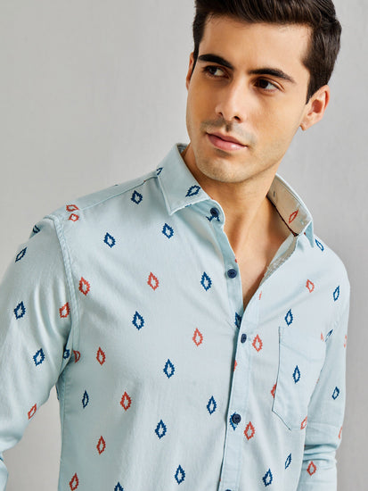 Light Blue Printed Shirt