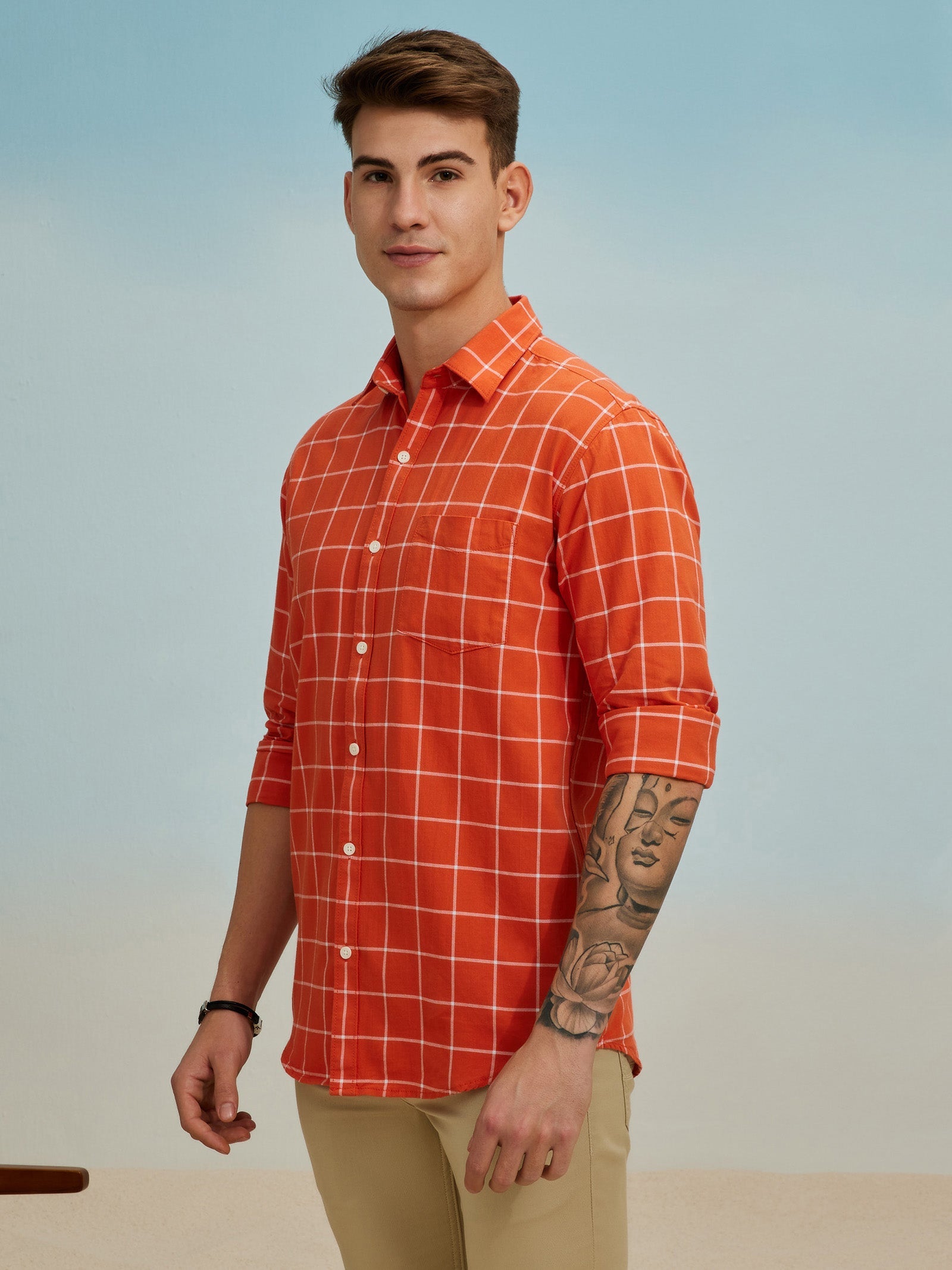 Orange Checked Shirt