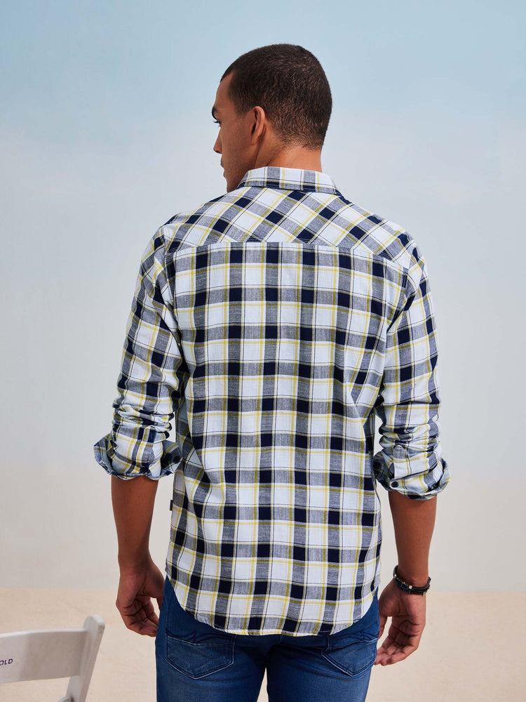 Grey Checked Denim Shirt